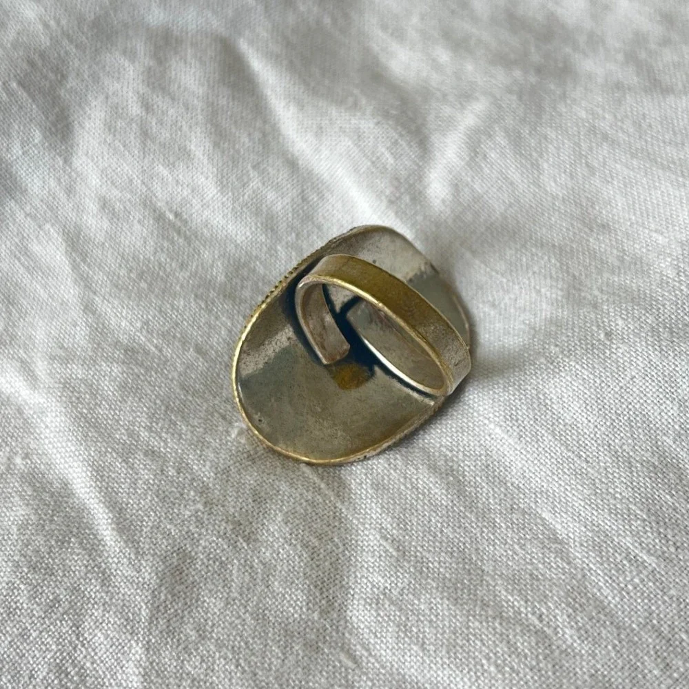 Gold Boho Filigree Moonstone Cabochon Statement Ring 9 Celestial Whimsygoth